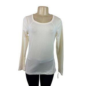 Talbots Womens Long Sleeve White Crewneck Top Sz S - New